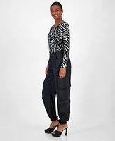 Bar Iii Women's Satin Cargo Jogger Pants, Created for Macy's