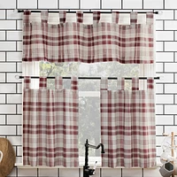 No. 918 Blair Farmhouse Plaid Semi-Sheer Tab Top Kitchen Curtain Valance