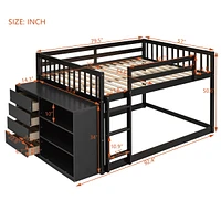 Full Over Full Bunk Bed With 4 Drawers And 3 Shelves