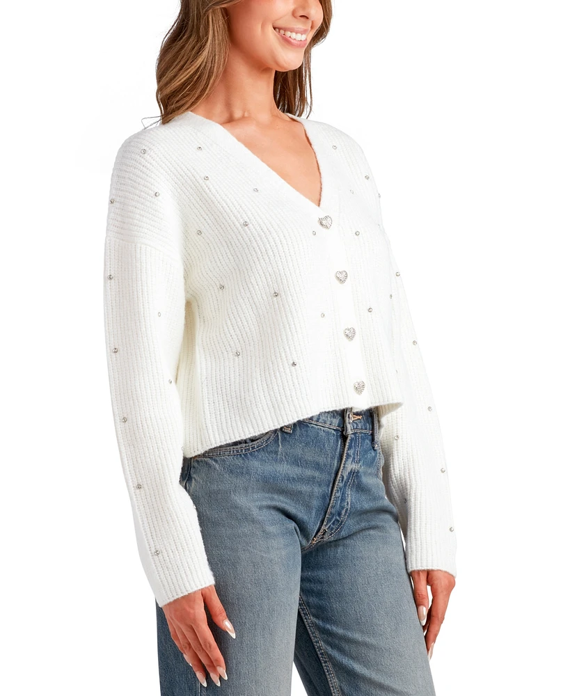 Bcx Juniors' V-Neck Button-Front Long-Sleeve Cardigan