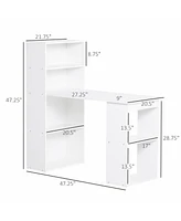 Streamdale Furniture White 47" Home Office Desk with 6-Tier Bookshelf