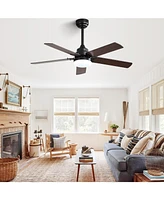 Sofucor 42" Black Ceiling Fan With Light with 5 Mdf Blades