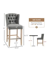 Counter Height Bar Stools Set of 2 with Wood Legs