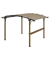 Outsunny 12' x 10' Outdoor Pergola Canopy with Bar Counter, Aluminum Frame