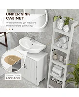 Bathroom Sink Cabinet, Pedestal Sink Cabinet with Adjustable Shelf, White