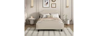 Streamdale Furniture Linen Queen Bed Frame with Adjustable Headboard