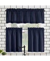 No. 918 Martine Microfiber Semi-Sheer Rod Pocket Kitchen Curtain Valance and Tiers Set