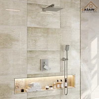 Casainc 12" Inch Wall Mounted Square Shower System Set with Handheld Spray