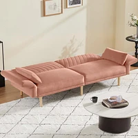 Streamdale Furniture Velvet Convertible Sofa Bed with Adjustable Arms and Back