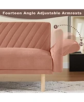 Streamdale Furniture Velvet Convertible Sofa Bed with Adjustable Arms and Back