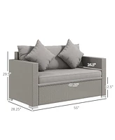 Wicker Patio Loveseat with Cushions and Pillows