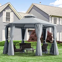 Streamdale Furniture 13' Hexagon Outdoor Gazebo with Netting & Curtains