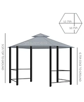 Streamdale Furniture 13' Hexagon Outdoor Gazebo with Netting & Curtains