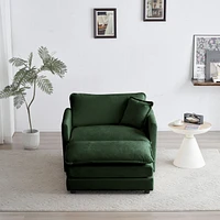 Streamdale Furniture Modern Accent Chair with Ottoman and Green Chenille