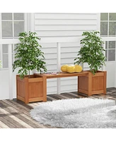 Givimo Wood Planter Box with Bench for Garden Yard Balcony