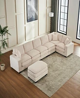 Modern U-Shaped Modular Sectional Sofa (6-Seat) with Ottoman and Pillows