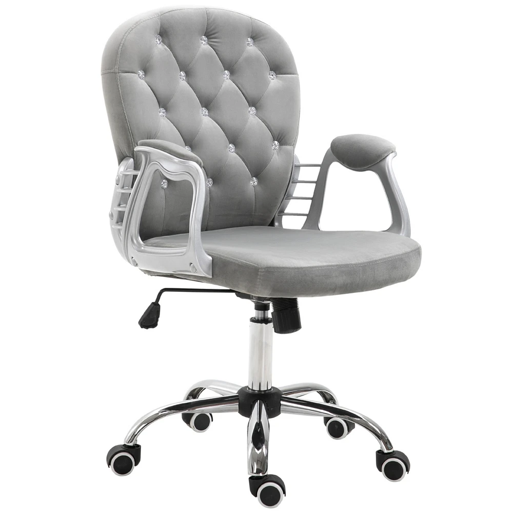 Simplie Fun Velvet Office Chair with Padded Arms and Adjustable Height