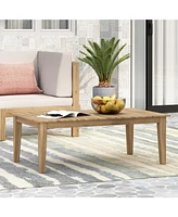 Streamdale Furniture Acacia Wood Outdoor Coffee Table, Light Brown, 14" H X 23.5" W X 39.5" L