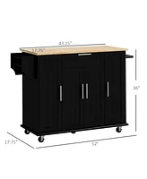 Streamdale Furniture Rolling Kitchen Cart with Drawer, Storage, Adjustable Shelves