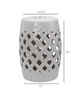 Streamdale Furniture 13" Ceramic Garden Stool with Woven Design