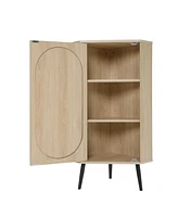 Streamdale Furniture Corner Cabinet with Rattan Door for Small Spaces