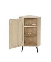 Streamdale Furniture Corner Cabinet with Rattan Door for Small Spaces