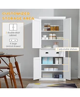 72" White Freestanding Pantry Cabinet with Drawer