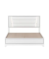 Queen Upholstered Bed with Led Lights and Sparkling Decor