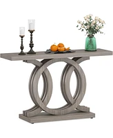 Tribesigns 55 inches Console Table with Unique Base, Farmhouse Hallway Table, Wooden Entryway Modern Sofa for Living Room, Long Ac