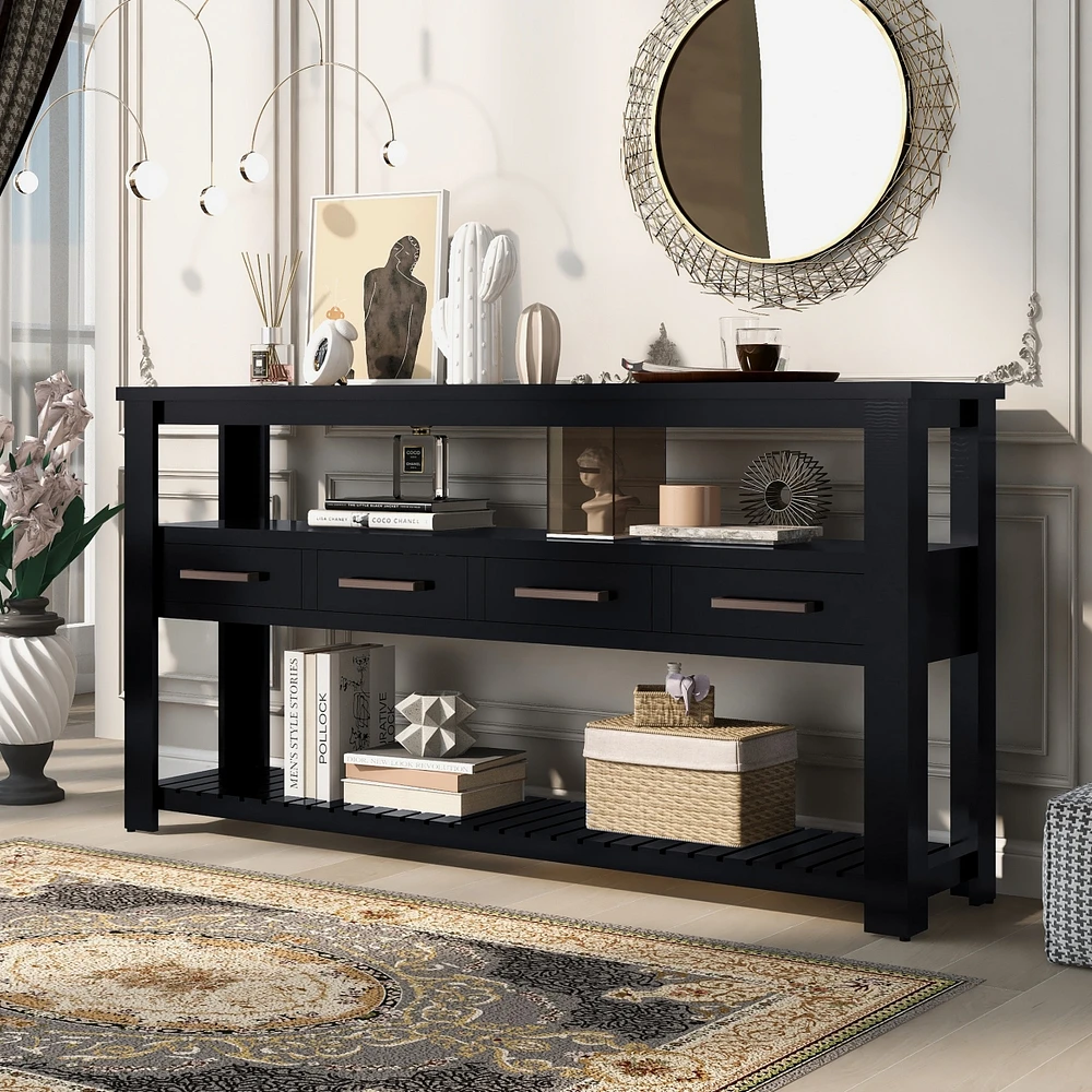 Streamdale Furniture Modern Console Table with Drawers and Shelves