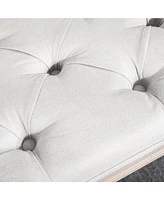 32" End of Bed Bench, Upholstered Bedroom Bench, Cream White