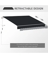 7' x 8' Patio Retractable Awning, Manual Sun Shade