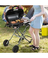 Givimo 15000 Btu Portable Propane Bbq Grill with Wheels and Side Shelf-Black