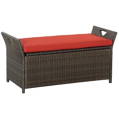 Simplie Fun 27 Gallon Patio Storage Bench: Wicker, Red, Rectangle