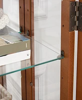 Streamdale Furniture Curio Cabinet with Glass Doors, Adjustable Shelves, Mirrored Back, Light