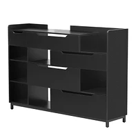 Simplie Fun Modern Shoe Storage Cabinet with Drawers and Shelves