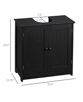 Black 2-Door Pedestal Sink Vanity