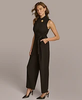 Donna Karan New York Women's Mock-Neck Belted Jumpsuit