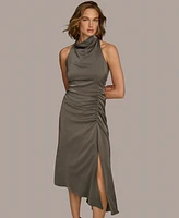 Donna Karan New York Women's Mock-Neck Ruched Asymmetrical Dress