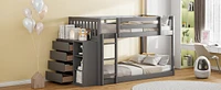 Streamdale Furniture Twin over Bunk Bed with 4 Drawers and 3 Shelves-Gray