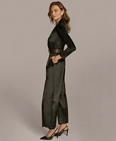 Donna Karan New York Women's Belted Velvet Jumpsuit