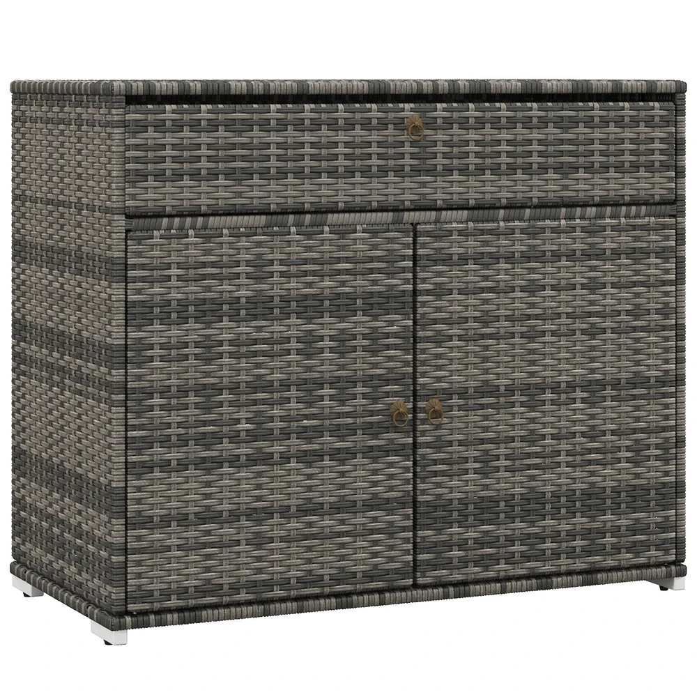 Simplie Fun Rattan Wicker Freestanding Cabinet: Pool Toy & Towel Storage