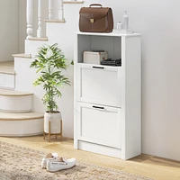 Streamdale Furniture Shoe Storage Cabinet with Open Compartment and 2 Flip Drawers