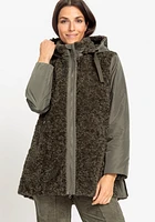 Olsen Women's Mixed Media Coat with Removable Hood