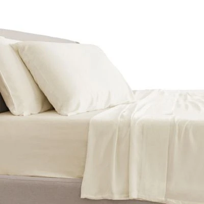Cariloha Classic 4 Piece Twill Sheet Set Ivory Full Viscose Material Extra Soft Cooling For Hot Sleepers Corner Bands
