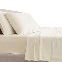 Cariloha Classic 4 Piece Twill Sheet Set Ivory Full Viscose Material Extra Soft Cooling For Hot Sleepers Corner Bands