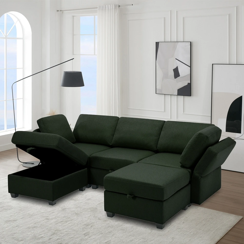 Streamdale Furniture Modular Sectional Sofa with Storage, Adjustable Backs & Arms