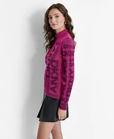 Dkny Women's Quarter-Zip Embossed Sweater