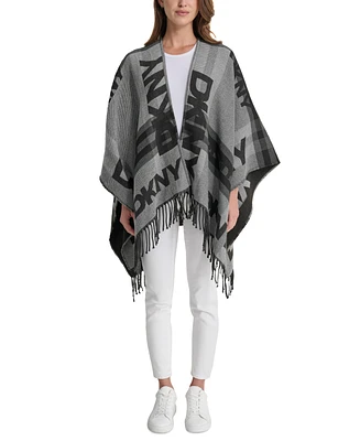 Dkny Taxi Cab Fringe Trim Repeating Logo Blanket Wrap