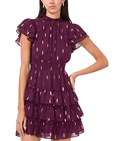 Msk Petite Smocked Tiered-Ruffle Fit & Flare Dress